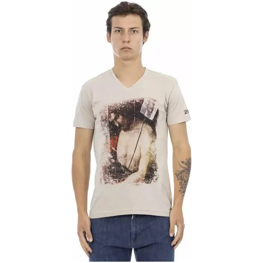 Trussardi Action Beige Cotton Men T-Shirt
