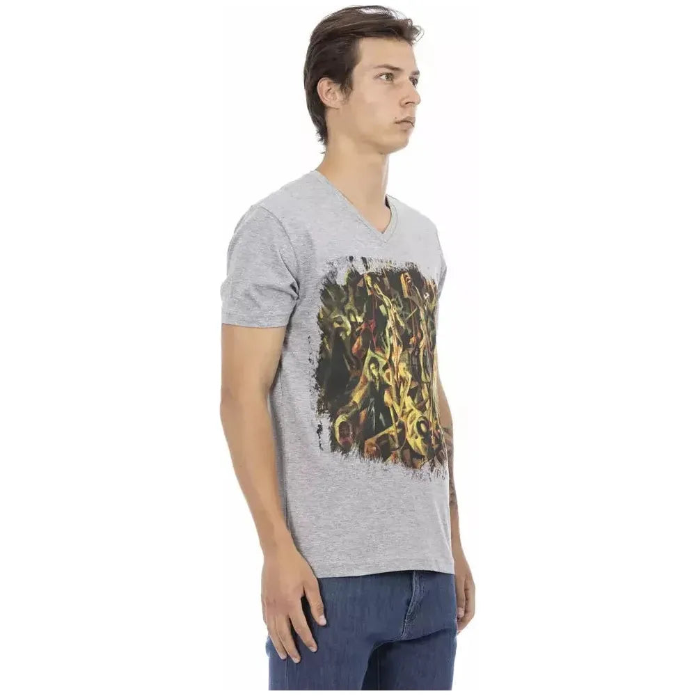 Trussardi Action Gray Cotton Men T-Shirt Trussardi Action