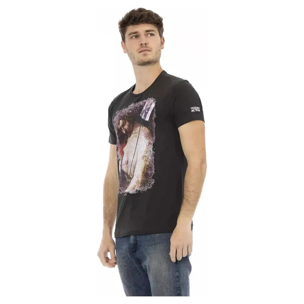 Trussardi Action Black Cotton Men T-Shirt Trussardi Action