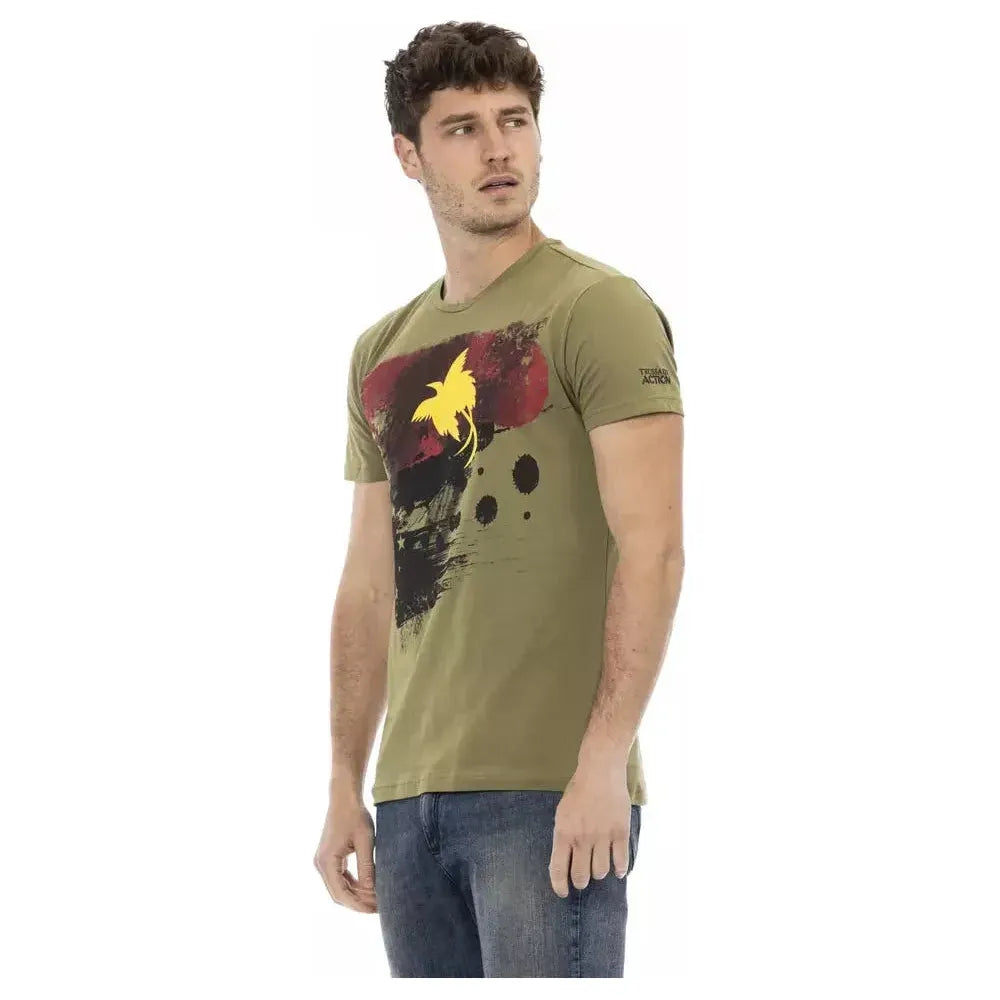 Trussardi Action Green Cotton Men T-Shirt Trussardi Action