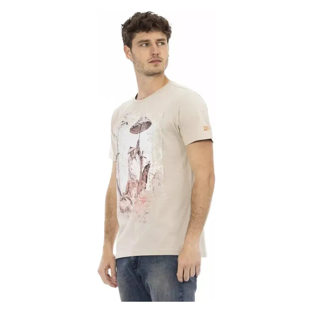 Trussardi Action Beige Cotton Men T-Shirt Trussardi Action