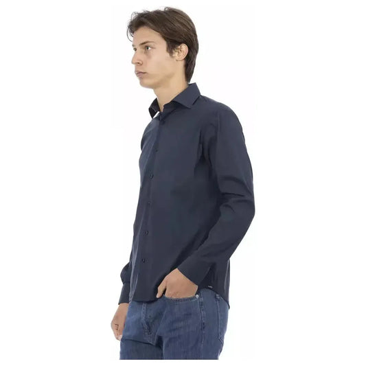 Baldinini Trend Blue Cotton Men Shirt Baldinini Trend