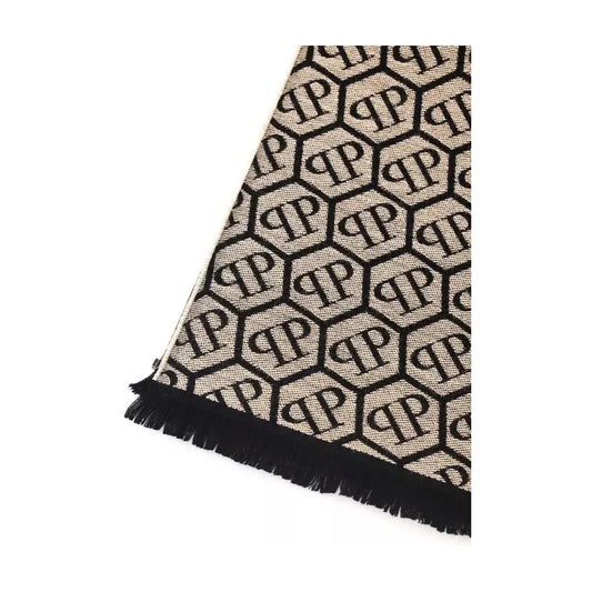 Philipp Plein Elegant Monogram Fringed Scarf Philipp Plein