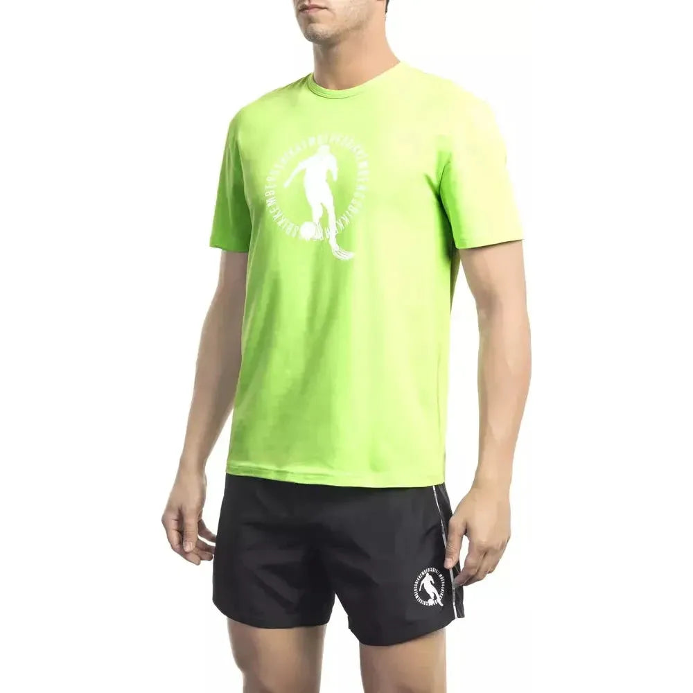 Bikkembergs Green Cotton Men T-Shirt Bikkembergs