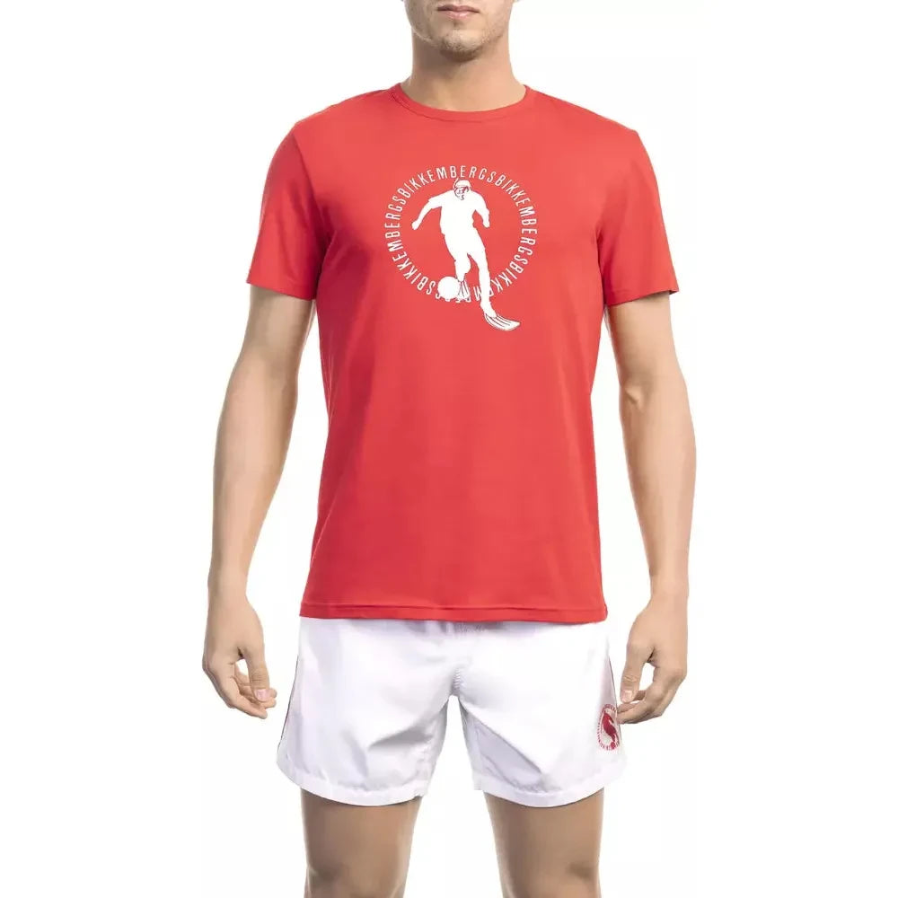 Bikkembergs Red Cotton Men T-Shirt Bikkembergs