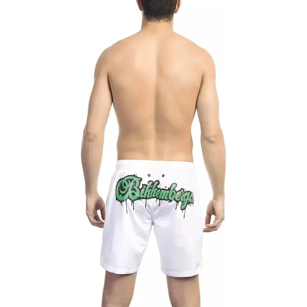 Bikkembergs White Polyester Men Swim Short Bikkembergs