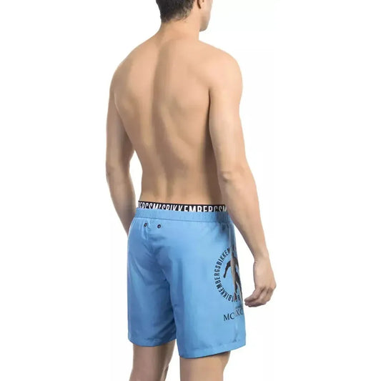 Bikkembergs Light Blue Polyester Men Swim Short Bikkembergs