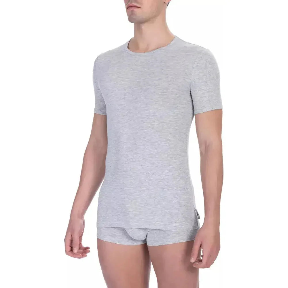 Bikkembergs Gray Cotton Men T-Shirt Bikkembergs