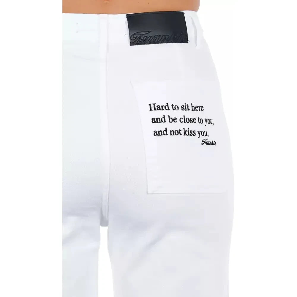 Frankie Morello White Cotton Women Cropped Trouser Frankie Morello