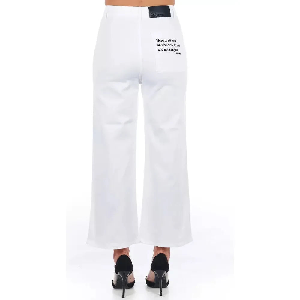 Frankie Morello White Cotton Women Cropped Trouser Frankie Morello