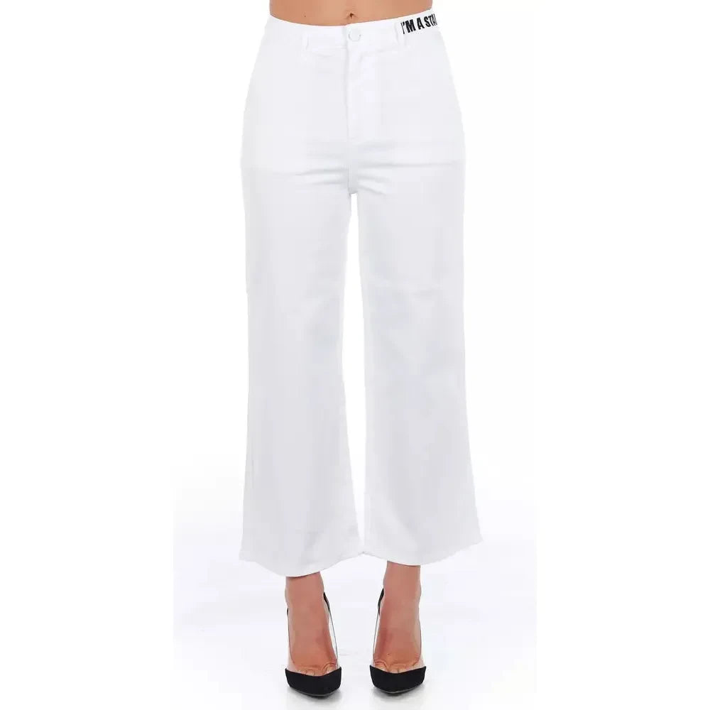 Frankie Morello White Cotton Women Cropped Trouser Frankie Morello