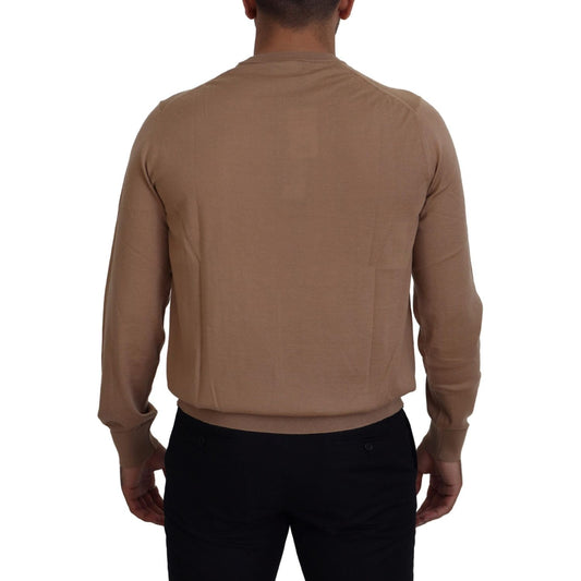 Beige Cashmere Crewneck Pullover Sweater