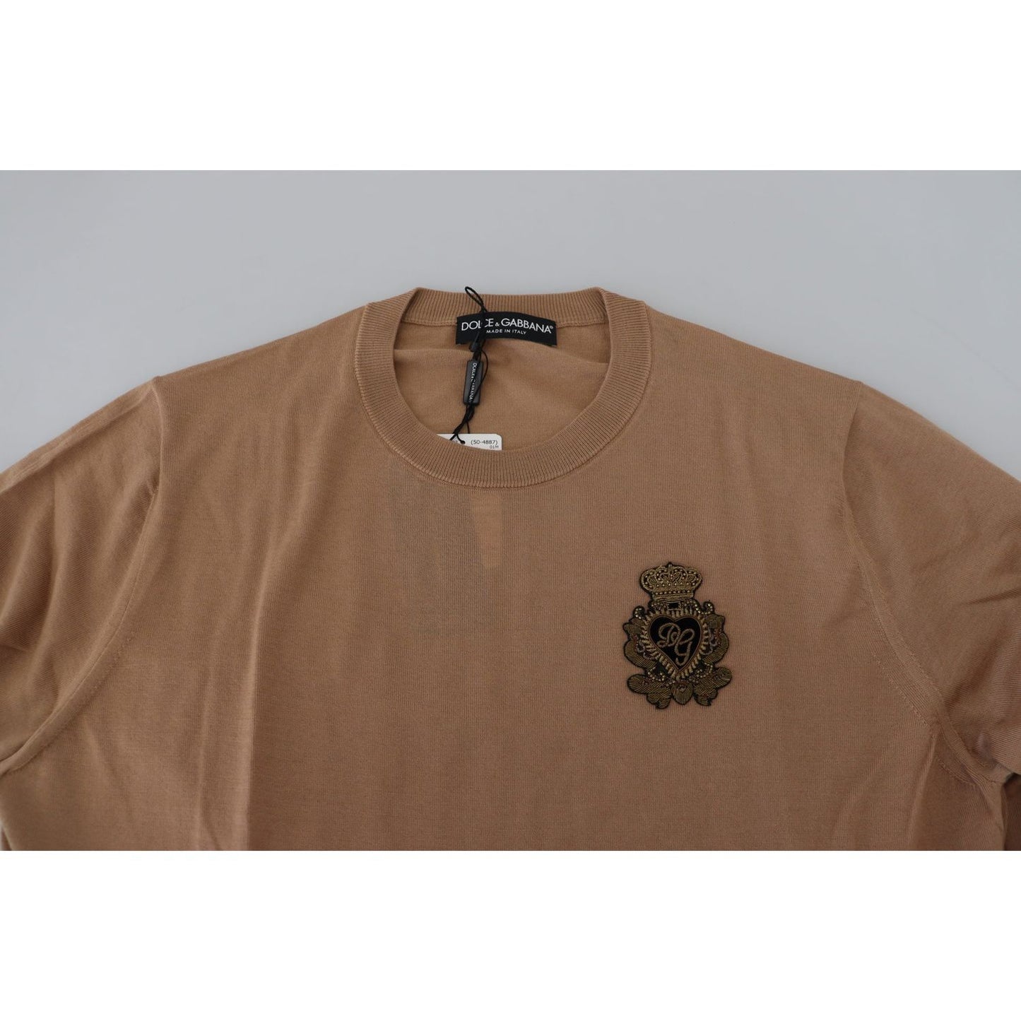 Dolce & Gabbana Beige Cashmere Crewneck Pullover Sweater Dolce & Gabbana