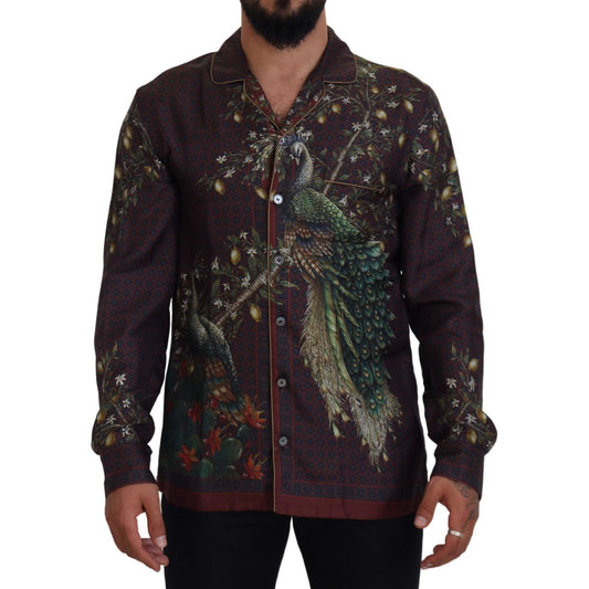 Elegant Silk Satin Men's Pajama Style Shirt