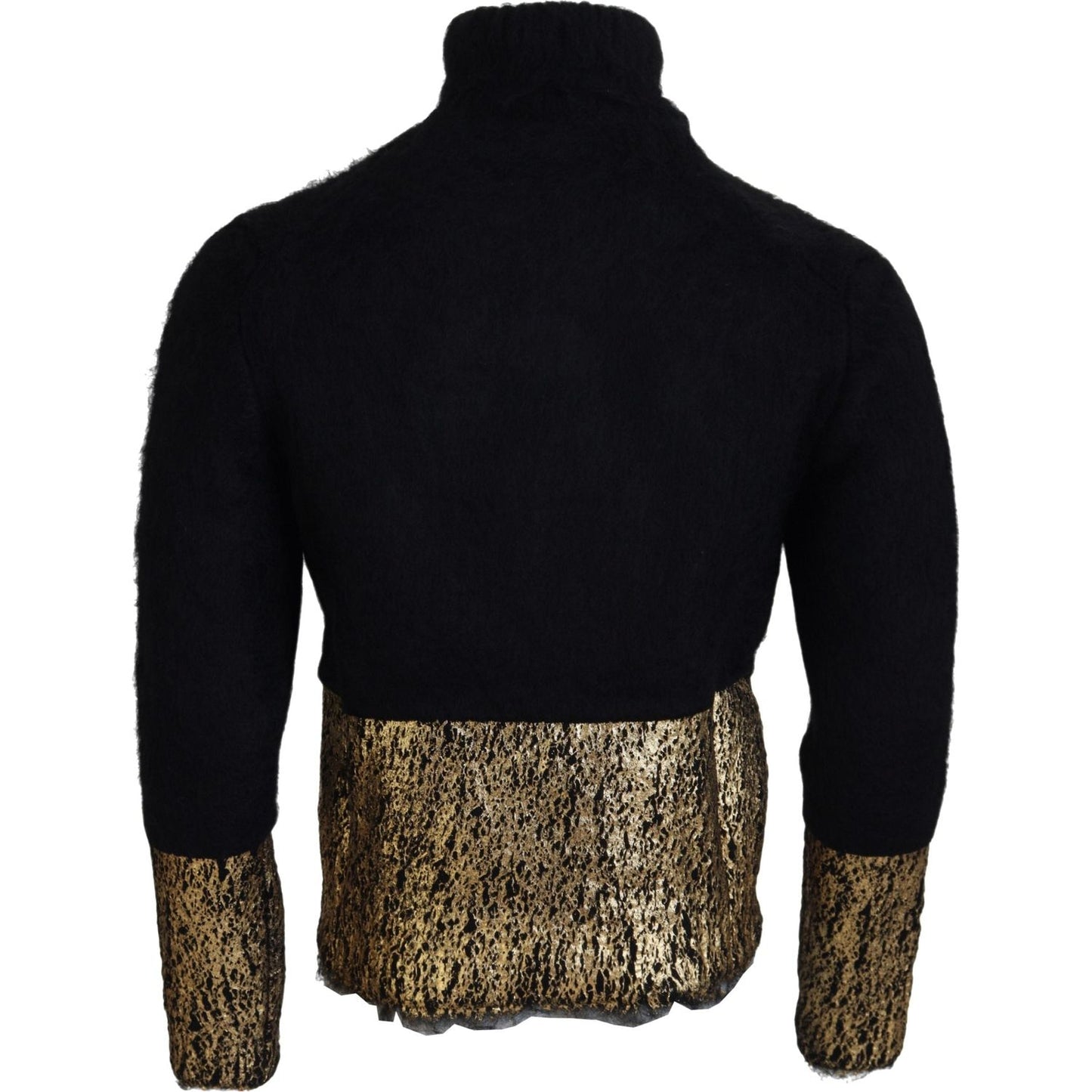 Dolce & Gabbana Stunning Black and Gold Crewneck Sweater Dolce & Gabbana