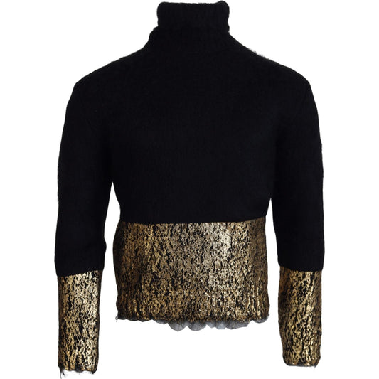 Dolce & Gabbana Stunning Black and Gold Crewneck Sweater Dolce & Gabbana