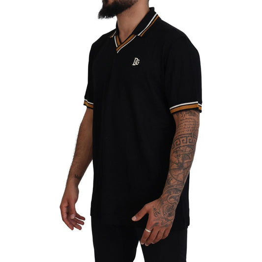 Dolce & Gabbana Elegant Black Silk Polo T-Shirt Dolce & Gabbana