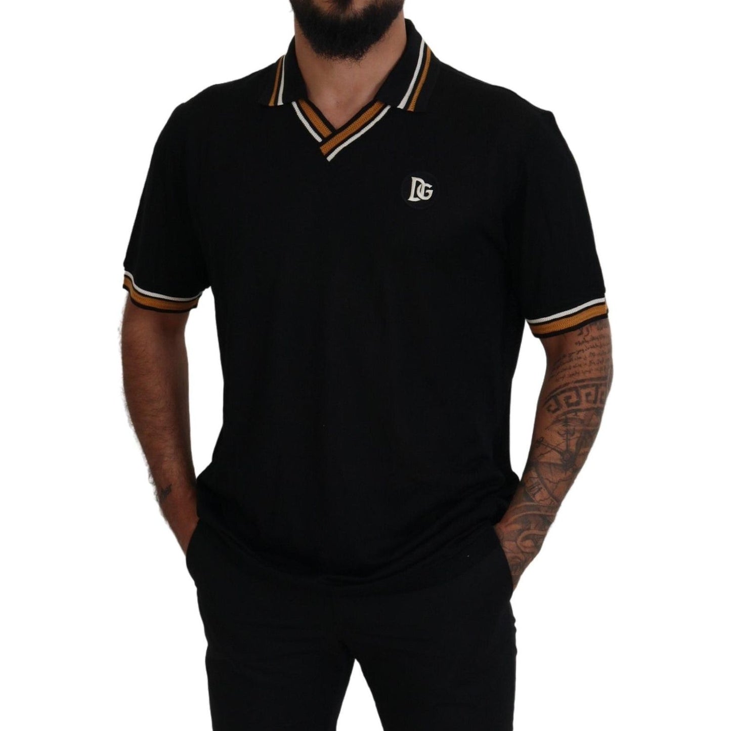 Dolce & Gabbana Elegant Black Silk Polo T-Shirt Dolce & Gabbana