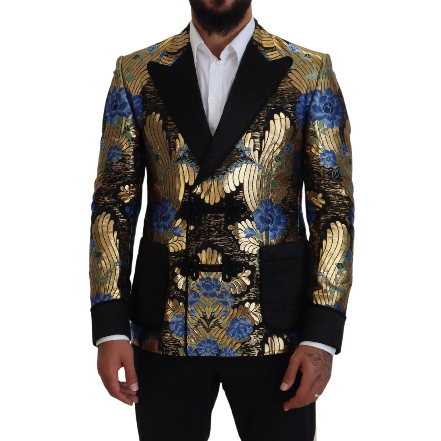 Dolce & Gabbana Gold Lurex Double Breasted Jacket Blazer