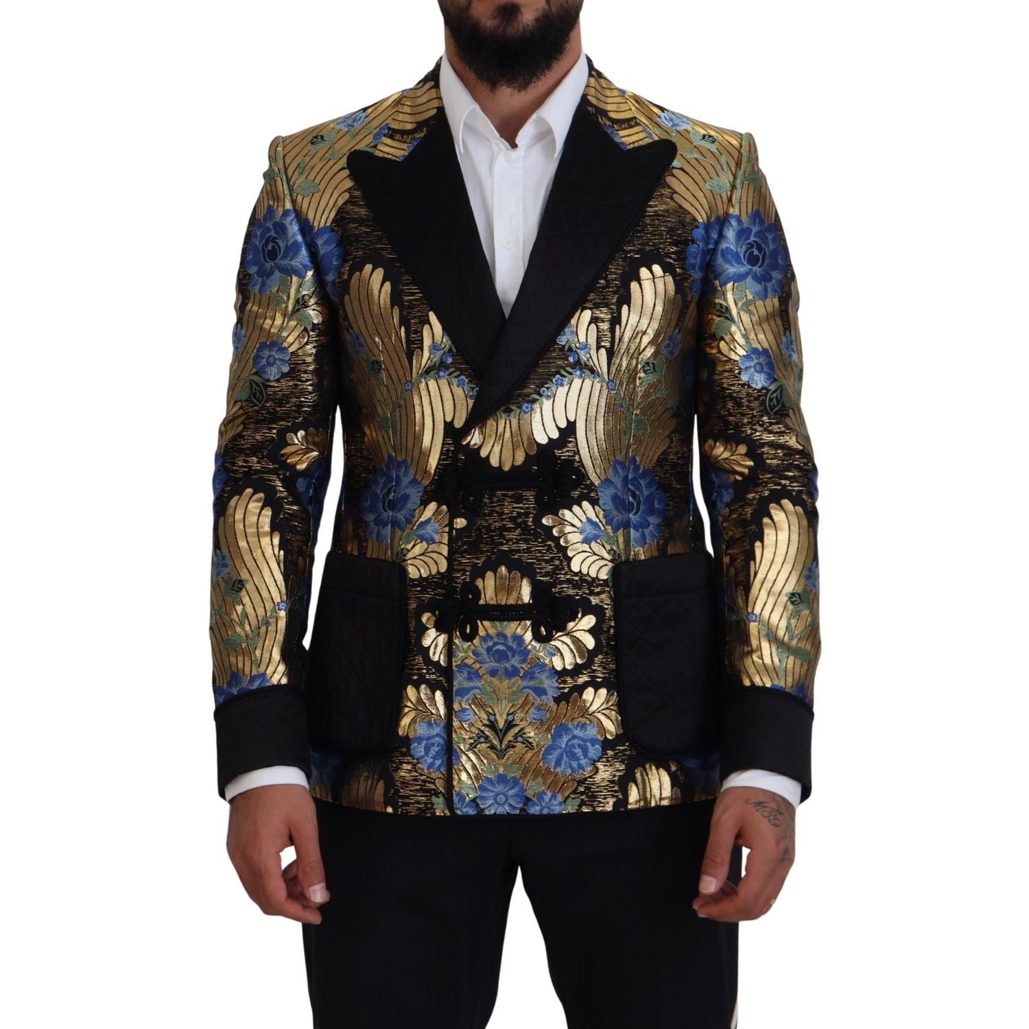 Dolce & Gabbana Gold Lurex Double Breasted Jacket Blazer