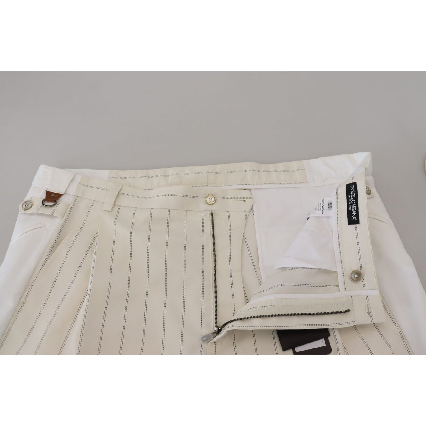 Dolce & Gabbana Elegant White Striped MainLine Trousers Dolce & Gabbana