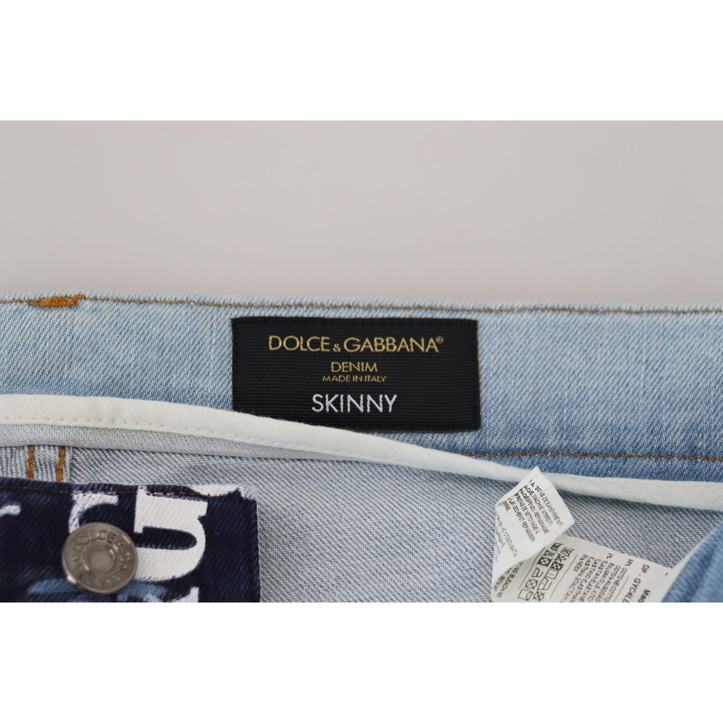 Dolce & Gabbana Elegant Crown Print Denim Pants Dolce & Gabbana