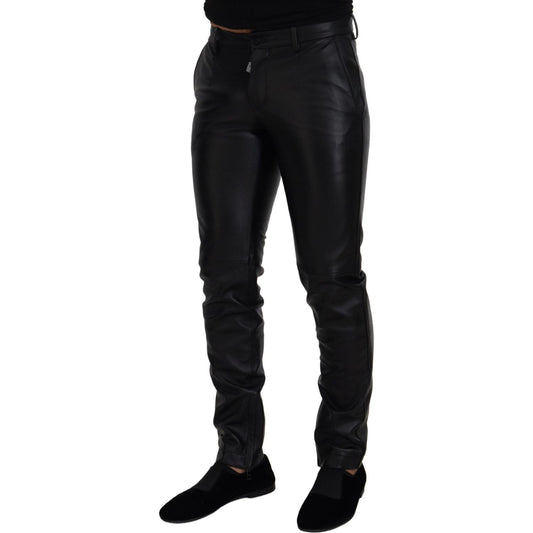 Dolce & Gabbana Elegant Black Agnello Trousers for Men Dolce & Gabbana