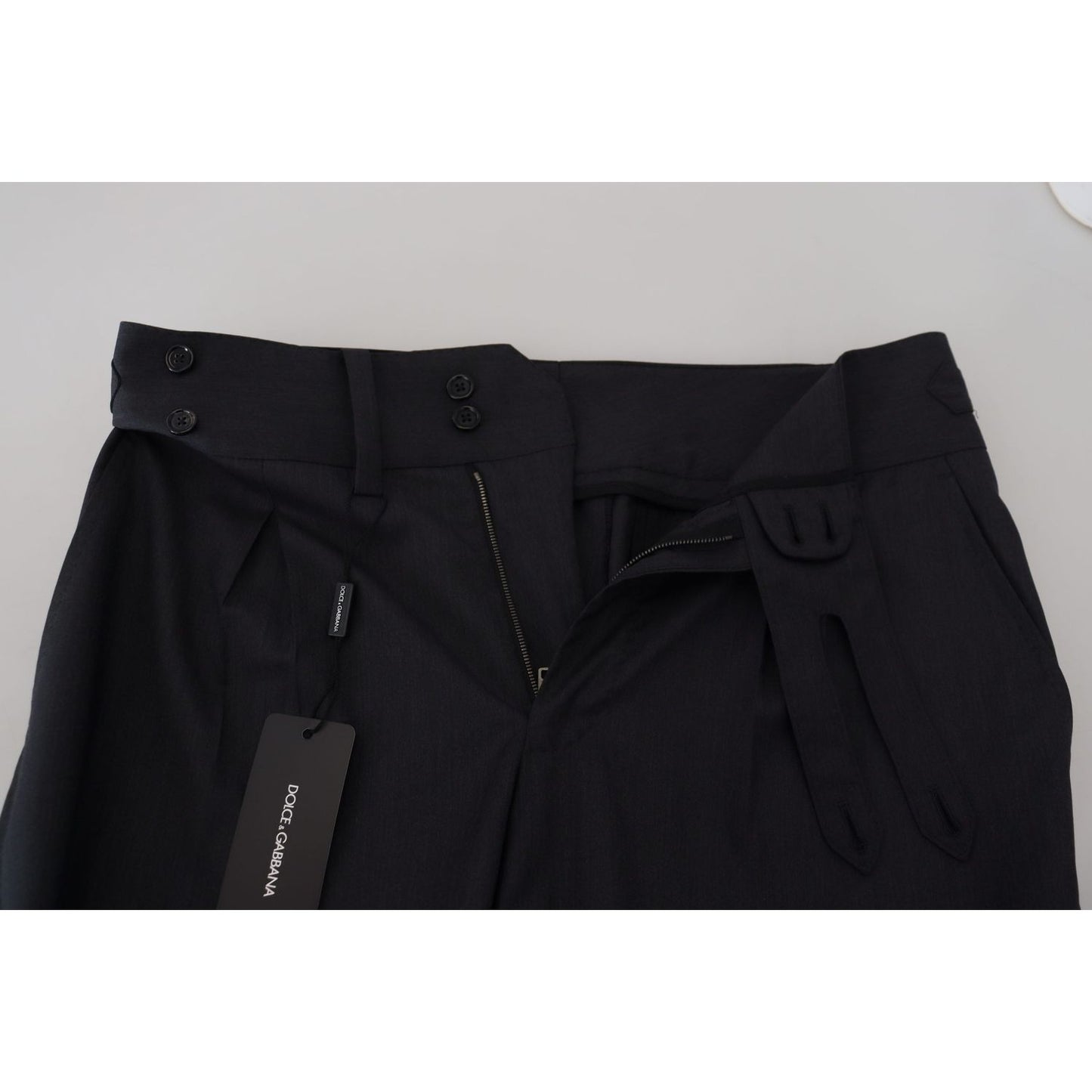 Dolce & Gabbana Elegant Dark Grey Wool Silk Pants Dolce & Gabbana