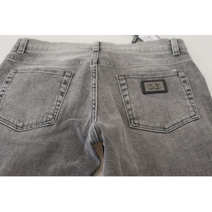Dolce & Gabbana Grey Washed Cotton Skinny Denim Jeans