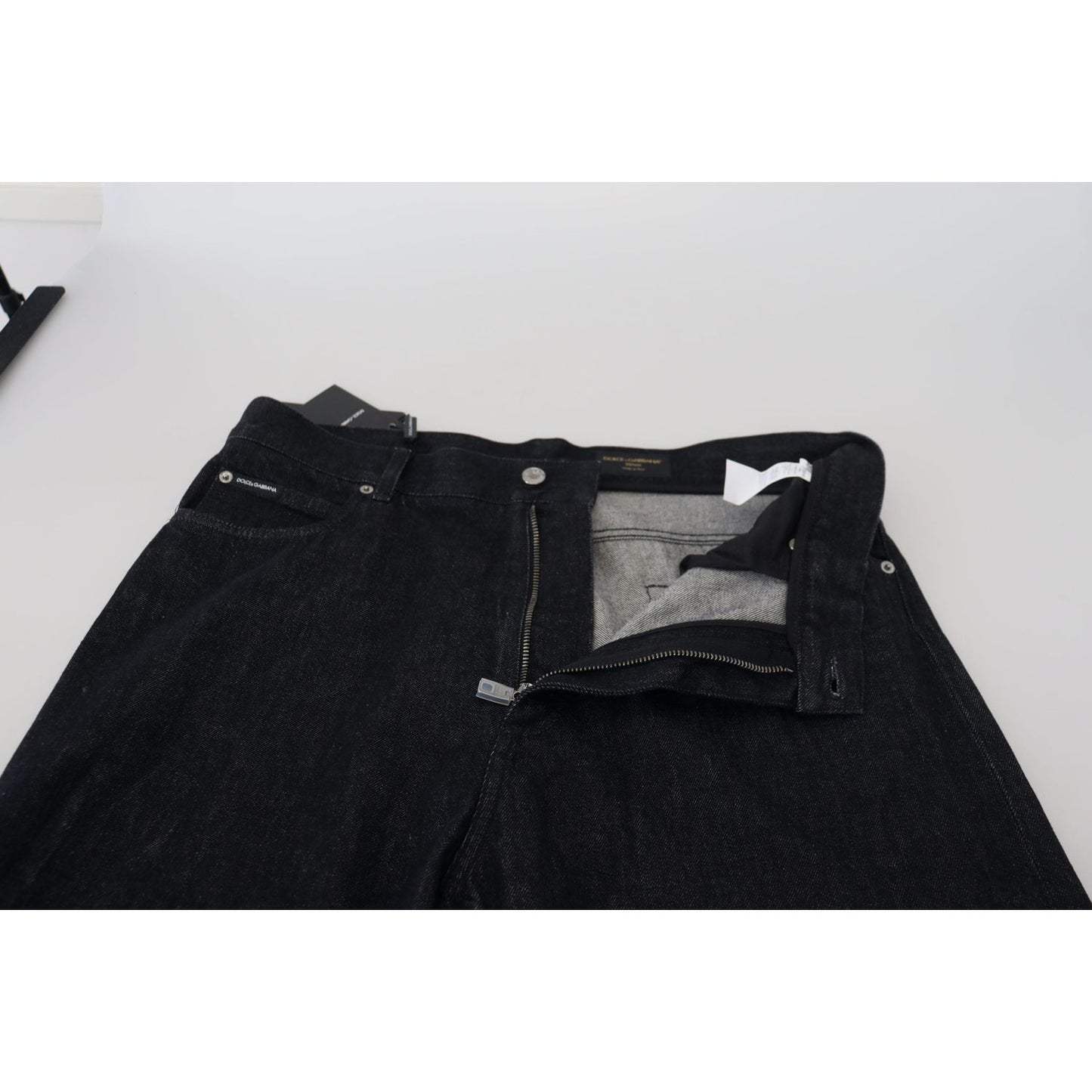 Dolce & Gabbana Elegant Black Washed Denim Pants Luxe Cotton Dolce & Gabbana