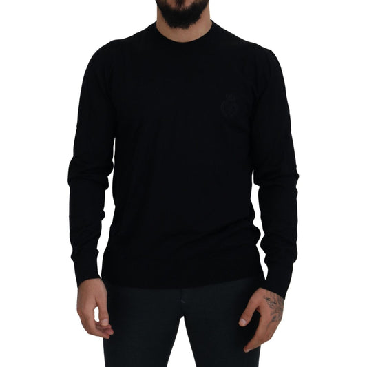 Dolce & Gabbana Elegant Black Virgin Wool Pullover Sweater Dolce & Gabbana