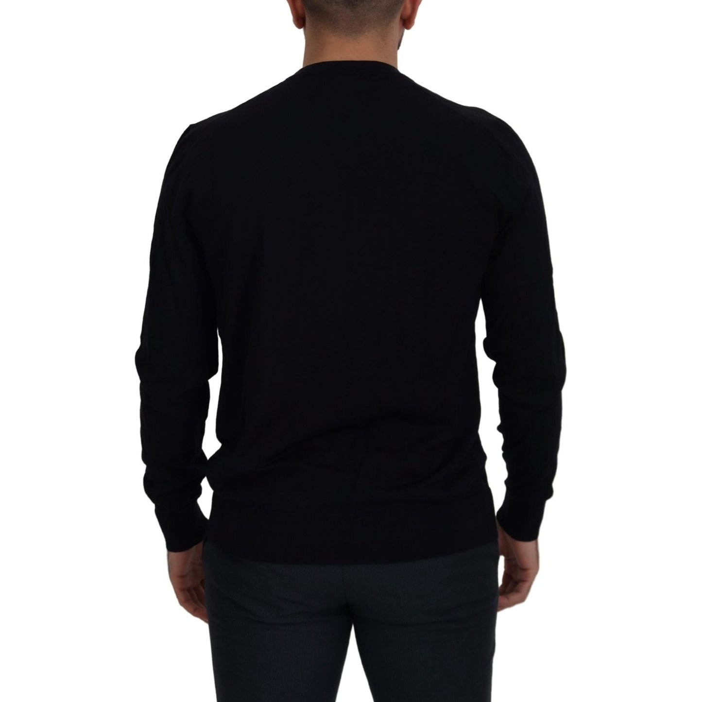 Dolce & Gabbana Elegant Black Virgin Wool Pullover Sweater Dolce & Gabbana