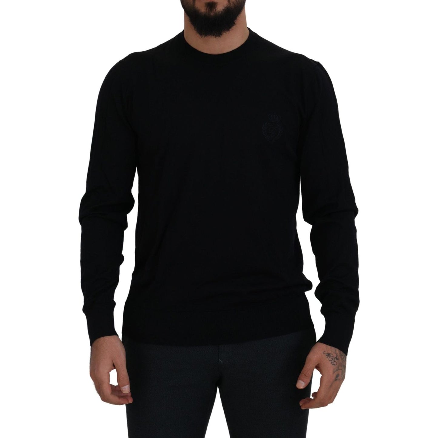 Dolce & Gabbana Elegant Black Virgin Wool Pullover Sweater Dolce & Gabbana