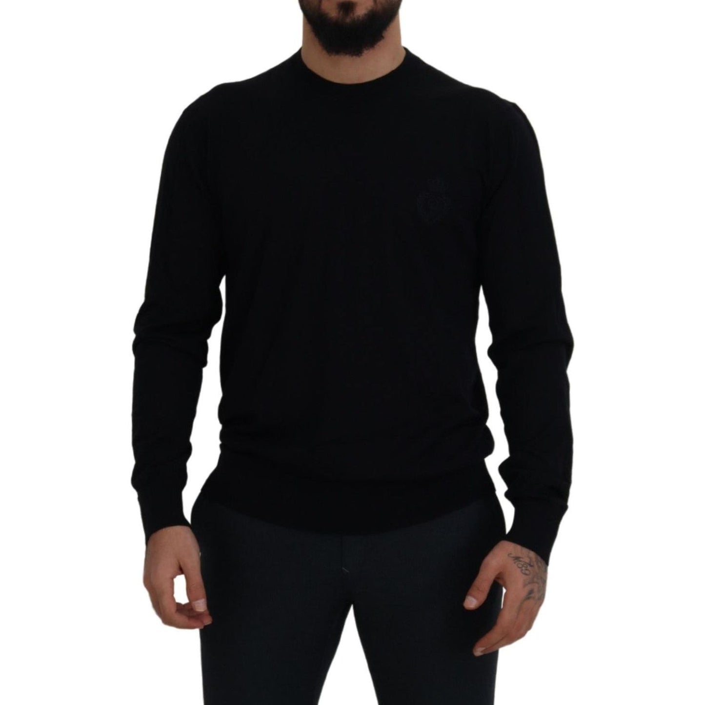 Dolce & Gabbana Elegant Black Virgin Wool Pullover Sweater Dolce & Gabbana