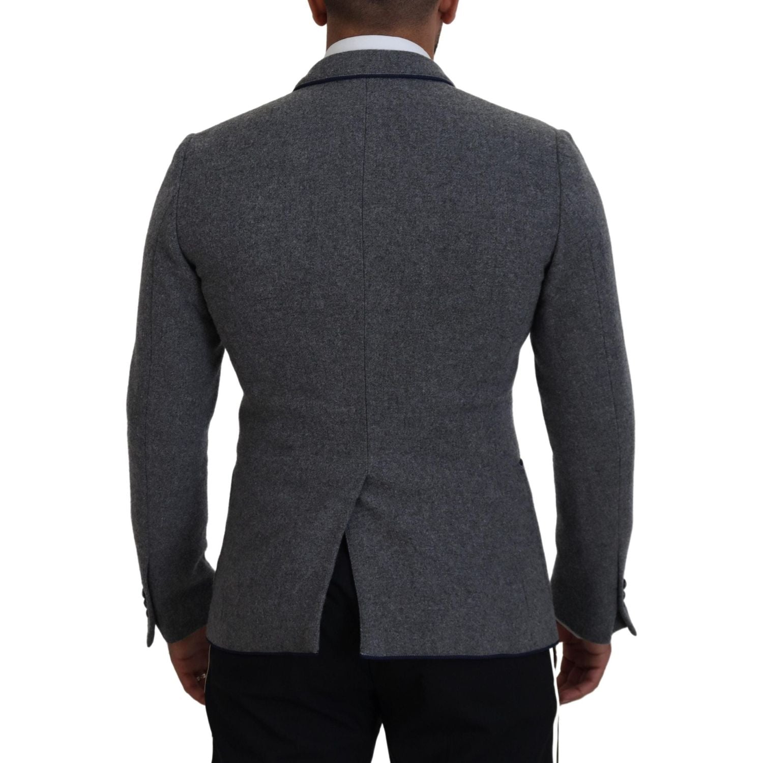 Dolce & Gabbana Gray Wool Roses Slim Fit Jacket Blazer