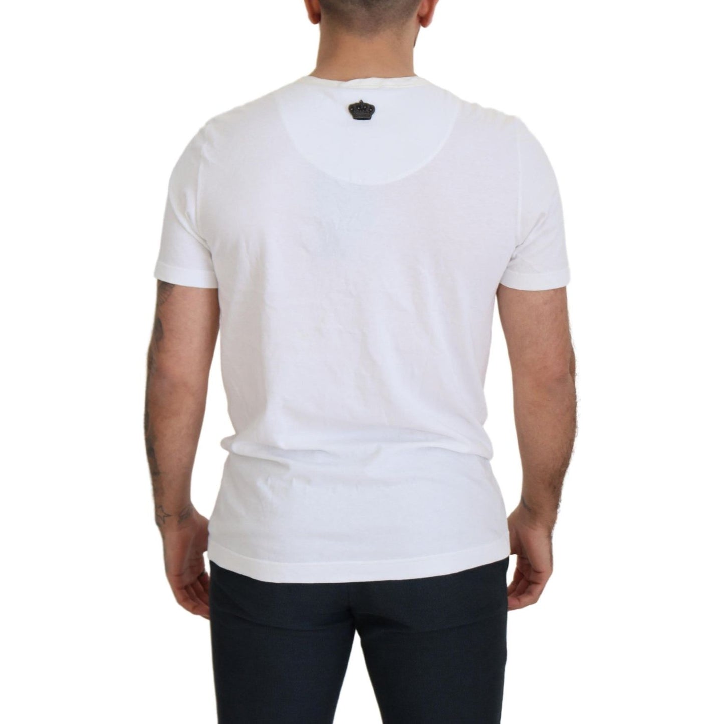 Dolce & Gabbana Elegant White Crewneck Cotton Silk Tee Dolce & Gabbana