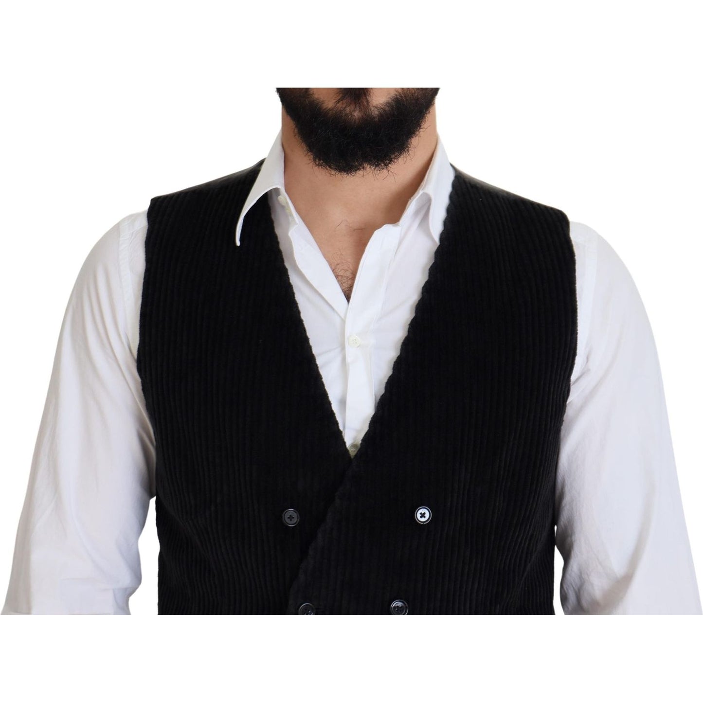 Dolce & Gabbana Elegant Black Double Breasted Dress Vest Dolce & Gabbana