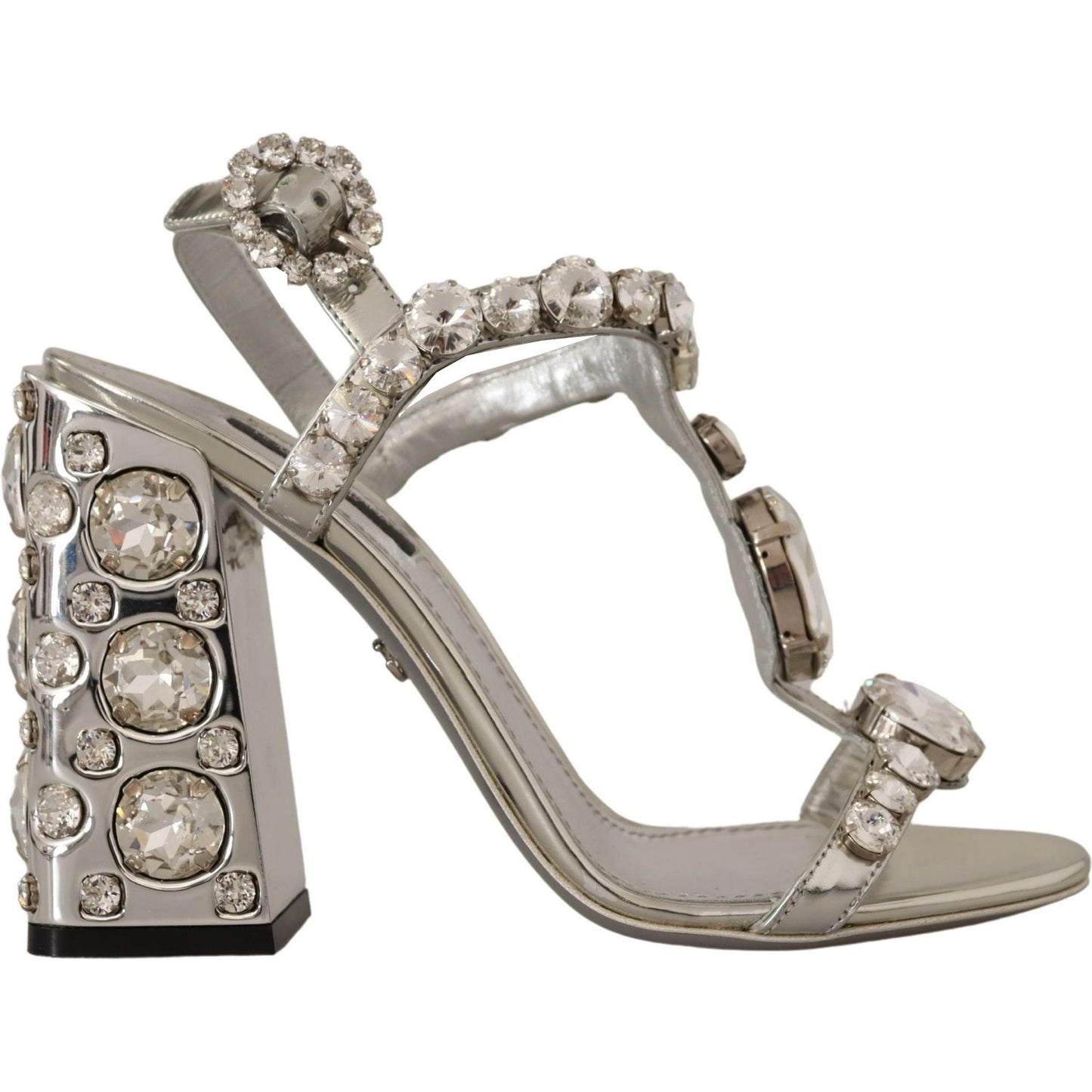 Dolce & Gabbana Crystal-Embellished Silver Leather Pumps Dolce & Gabbana