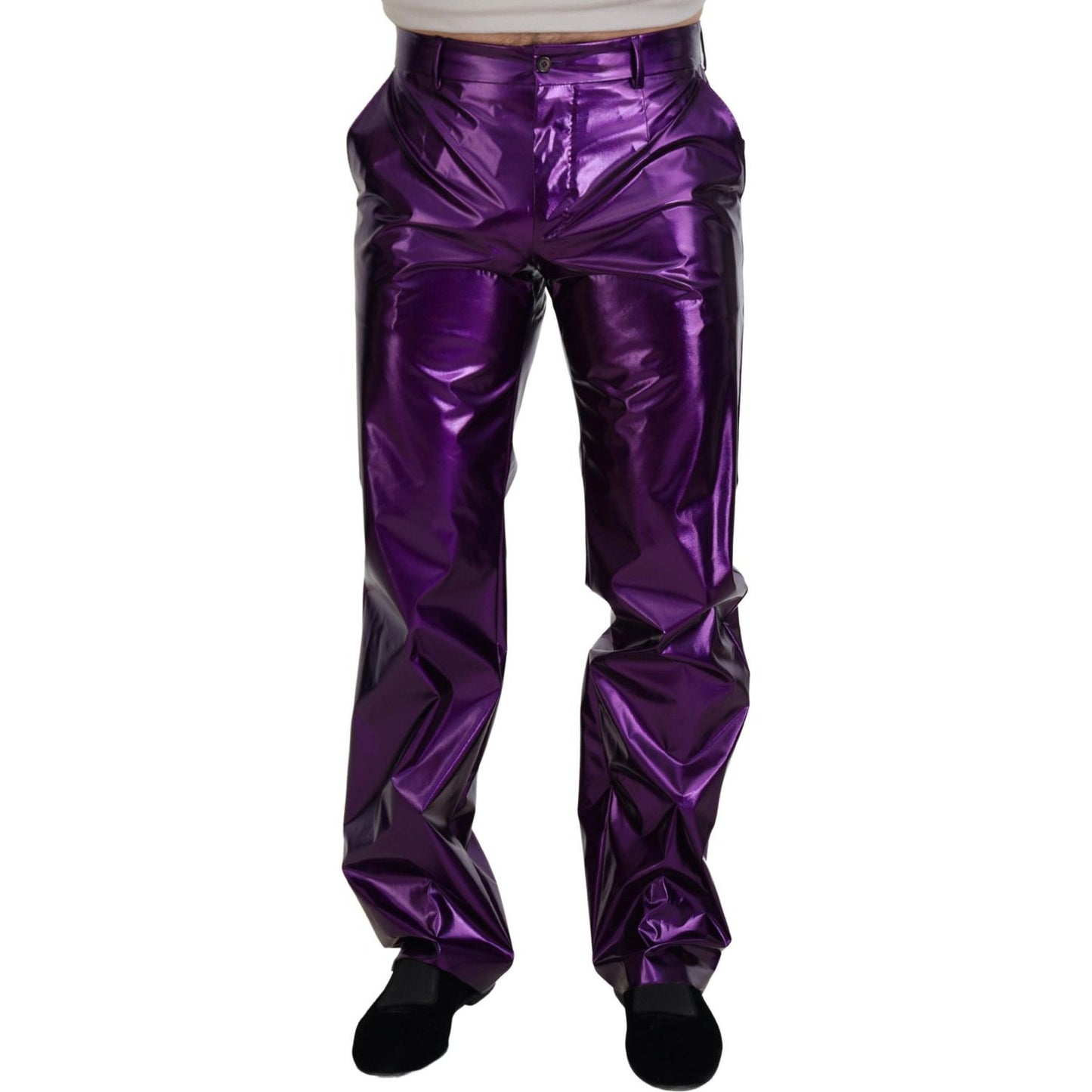 Dolce & Gabbana Elegant Shining Purple Straight Fit Pants Dolce & Gabbana