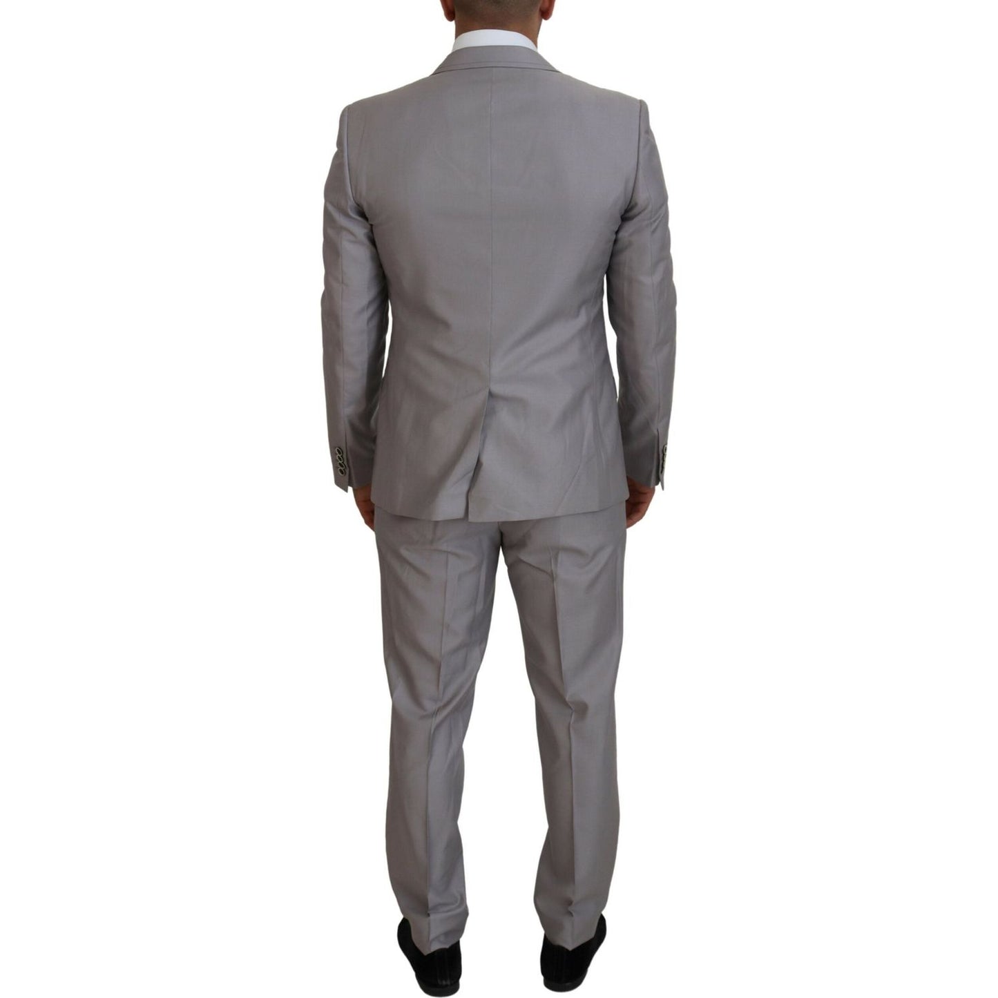 Elegant Silver Slim Fit Three-Piece Suit