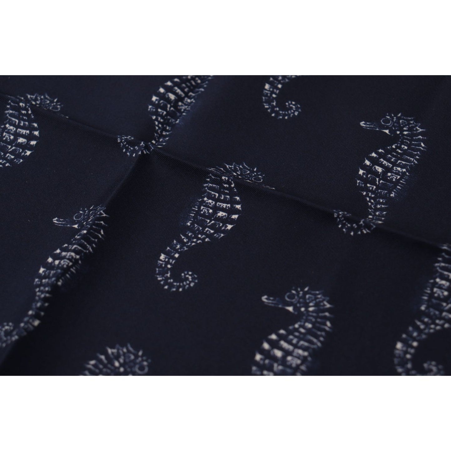 Dolce & Gabbana Blue Seahorse DG Printed Square Handkerchief Scarf