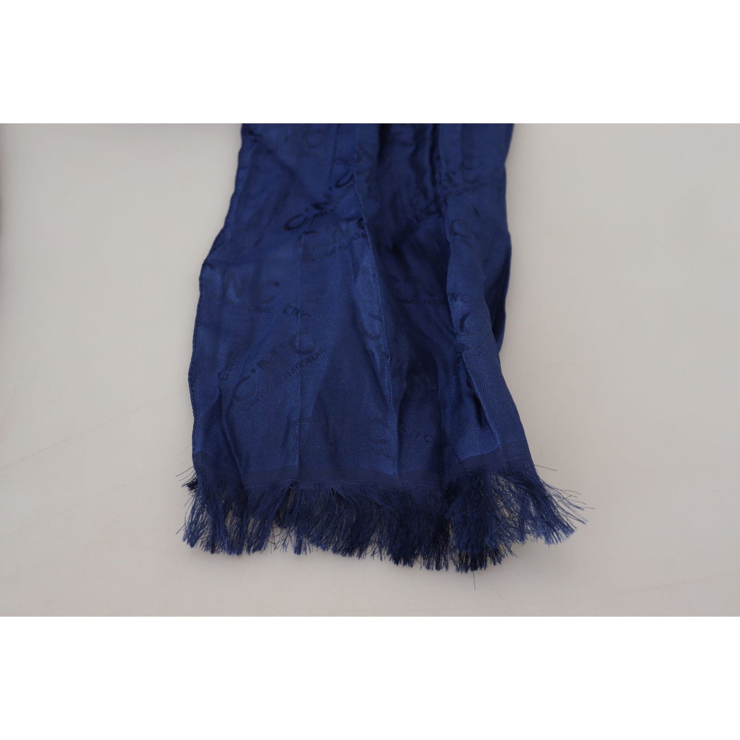 Costume National Elegant Silk Fringe Scarf in Chic Blue Costume National