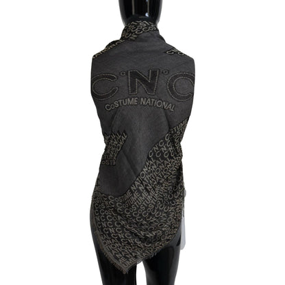 Costume National Gray Logo Knit Neck Wrap Shawl Scarf1728,67345645728,Accessories,Costume National,Material: 97% Viscose 3% Silk,New with tags,Scarves - Accessories,Scarves - Scarves - Accessories,Scarves - Women - Accessories,Women,Women - Accessories
