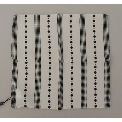 Dolce & Gabbana White Dotted Stripes Square Handkerchief Viscose Scarf 1728,67345645728,Accessories,Dolce & Gabbana,Material: 100% Viscose,Men - Accessories,New with tags,Scarves - Accessories,Scarves - Scarves - Accessories,Scarves - Women - Accessories,