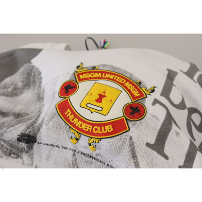 MSGM White Cotton Crewneck Pullover Sweatshirt Sweater