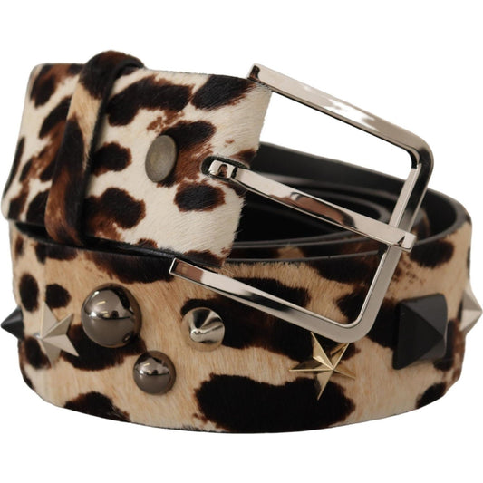 Elegant Leopard Print Leather Belt