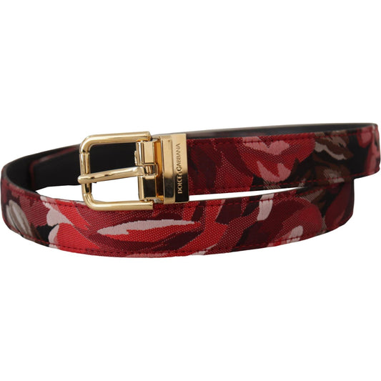 Dolce & Gabbana Red Multicolor Leather Belt with Gold-Tone Buckle Dolce & Gabbana