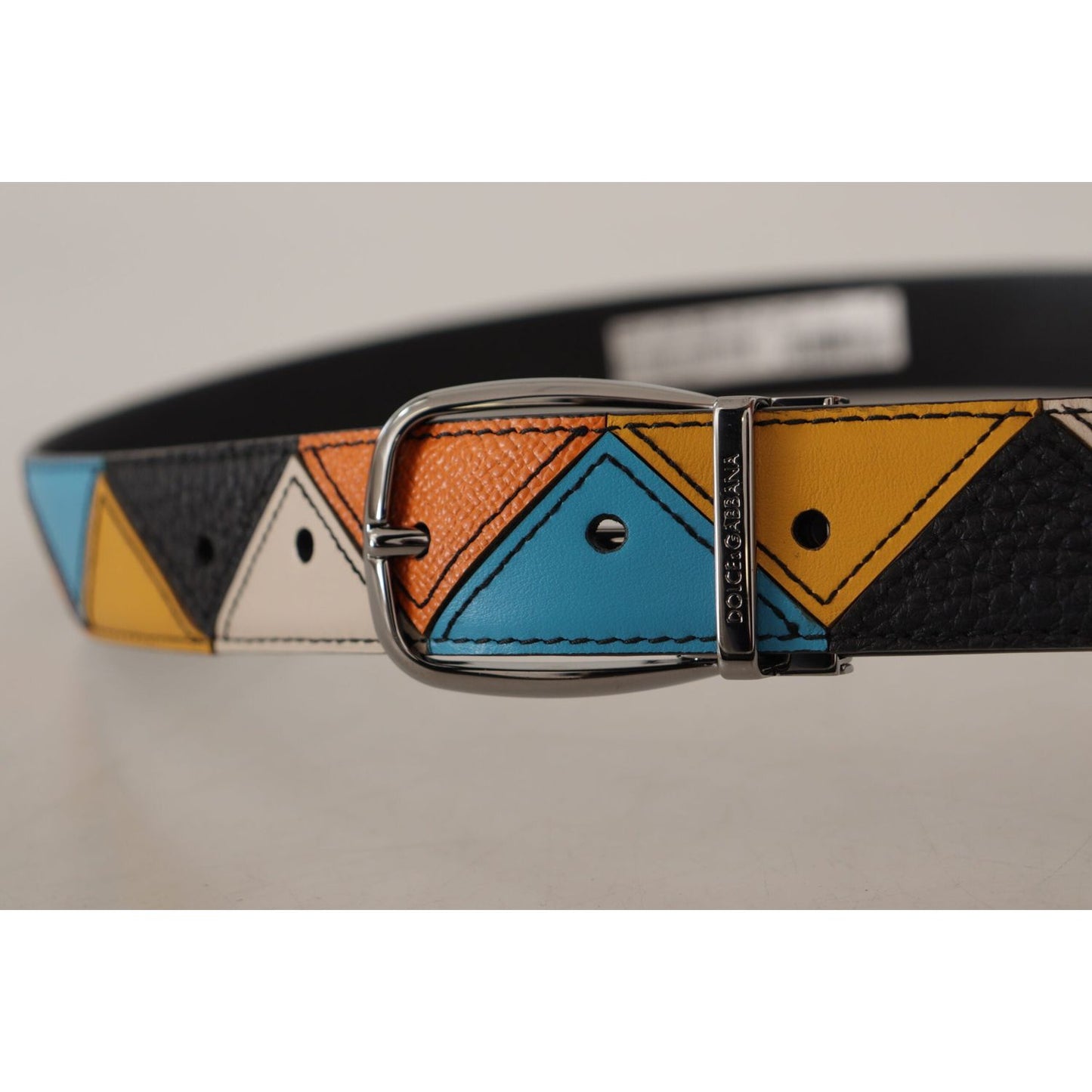 Dolce & Gabbana Elegant Multicolor Leather Belt with Silver Buckle Dolce & Gabbana