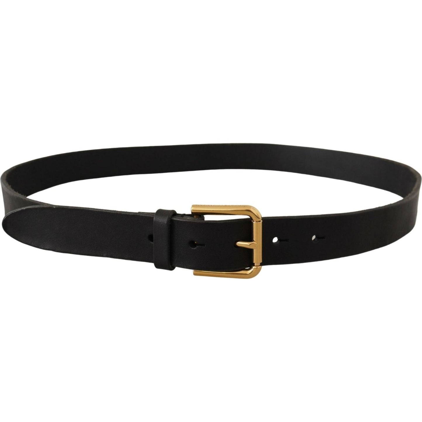 Dolce & Gabbana Sleek Black Leather Belt with Metal Buckle Dolce & Gabbana