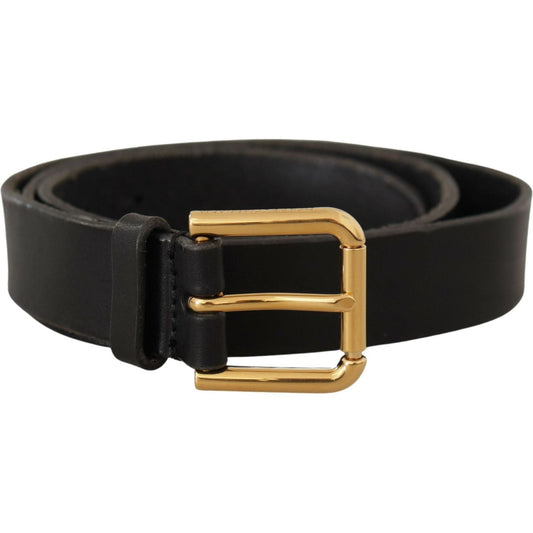 Dolce & Gabbana Sleek Black Leather Belt with Metal Buckle Dolce & Gabbana